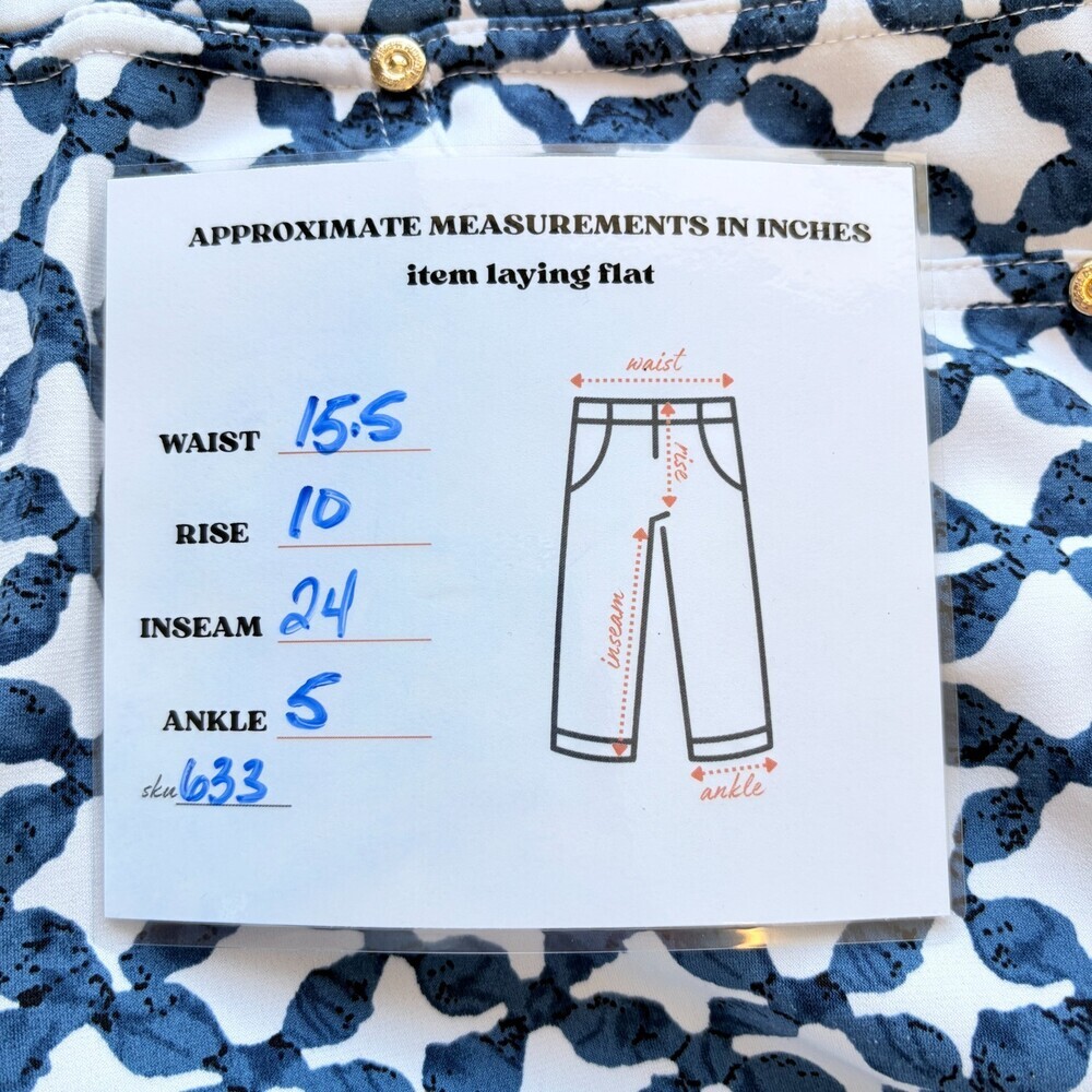 Joseph Ribkoff Trouser Ankle Straight Geometric Print Teacher White Blue Size 10 - Picture 8 of 9